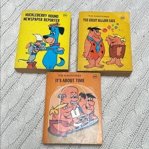 Vintage 1977 The Flintstones/Huckleberry Hound children’s 3 piece Book Set
